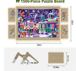 1500PCS Puzzle Board with Drawers, Jigsaw Wooden Puzzle Table,(1)cash price $15
