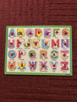 Wooden ABC Alphabet Puzzle with Peg
