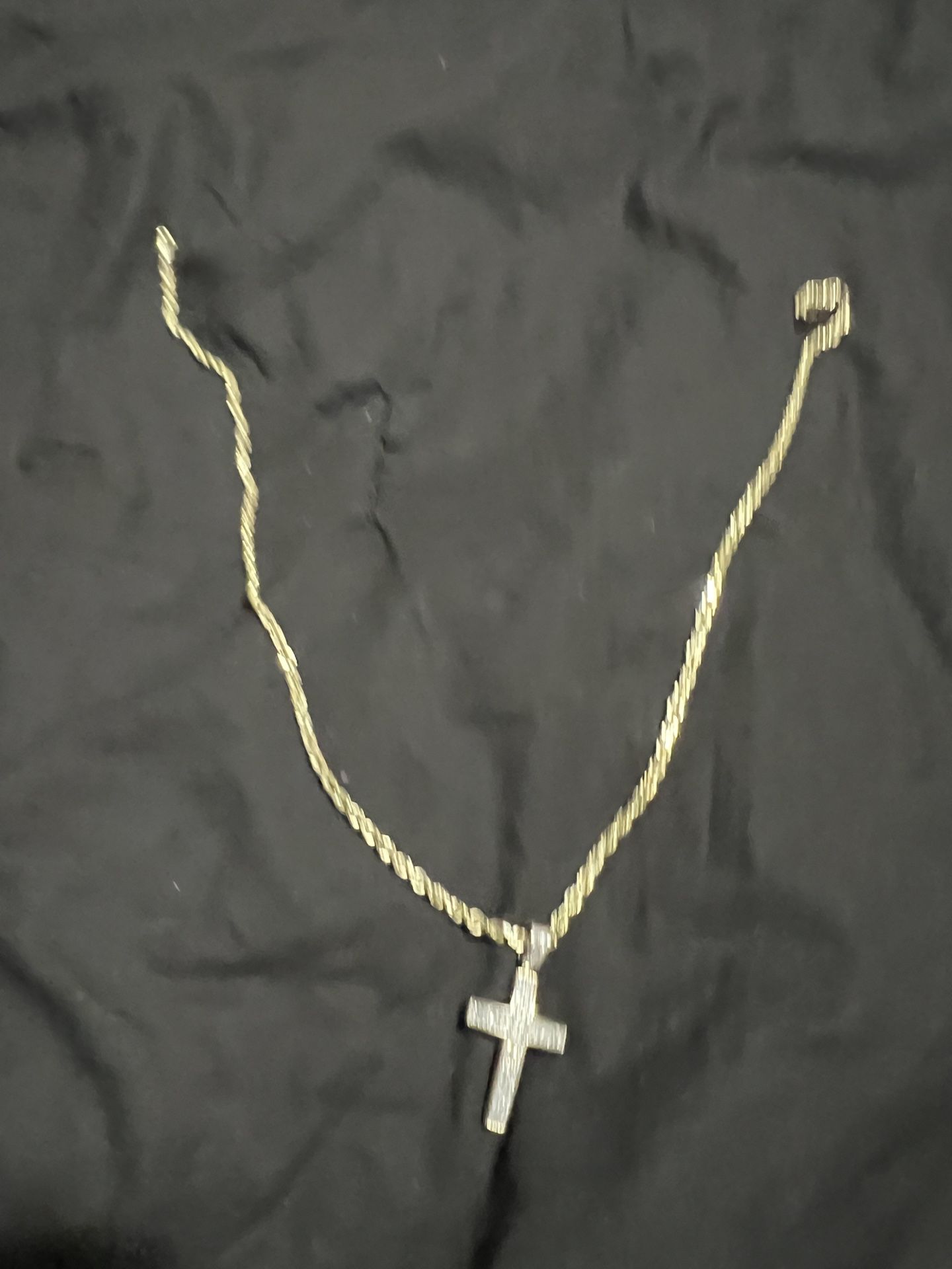 Gold Rope And Cross Pendant 