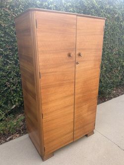 Imported UK 1960s Art Deco Mid Century Modern Walnut Armoire/Wardrobe
