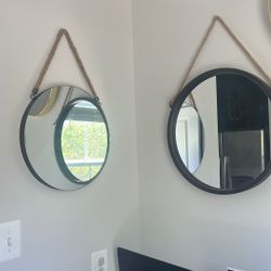 Set of 5 Hanging Wall Mirrors with Rope Accents