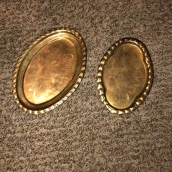 Set Of 2 Vintage Silver Plated Serving Trays