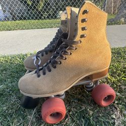 Vintage Riedell  Super x 4R Roller Skates Sure Grip Suede Size 7 130L