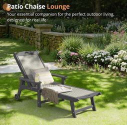 Dark Gray Patio Chaise Lounge Chair
