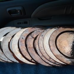 Hammered Copper Charger Plates Hand Hammered Antique Vintage Dining Craftsman American Arts And Crafts