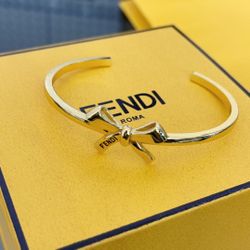 Fendi Open Bracelet With Bow Gold Womens