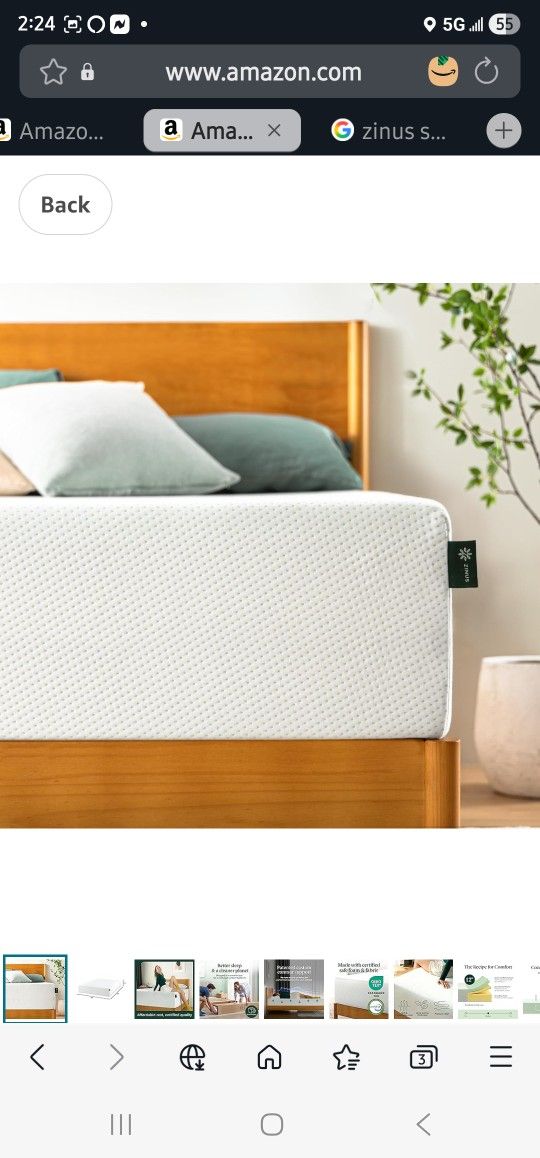 ZINUS 12 Inch Queen Green Tea Memory Foam Mattress [New Version], Fiberglass free, Medium Firm Feel, Zoned Pressure Relief, Certified Safe Foams & Fab