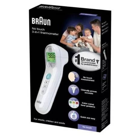 BRAUN NO TOUCH 3-IN-1 THERMOMETER WHITE BNT100 -