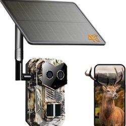 4G LTE Cellular Trail Camera with GPS, Dual Lens Trail Cam with Motion Detection, Solar Game camera that sends Pictures to Cell Phone, Waterproof Hunt