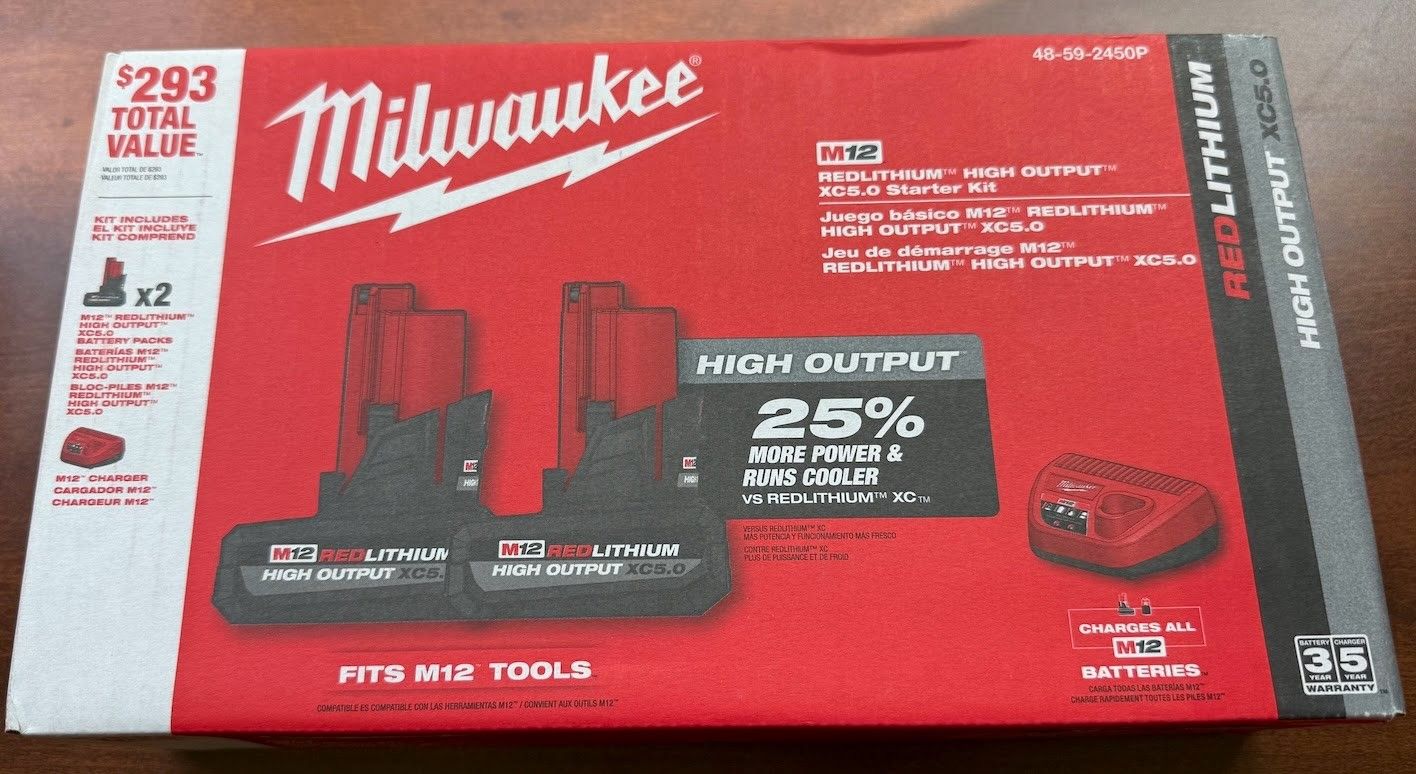 Brand New In The Box M12 Batteries And Charger.