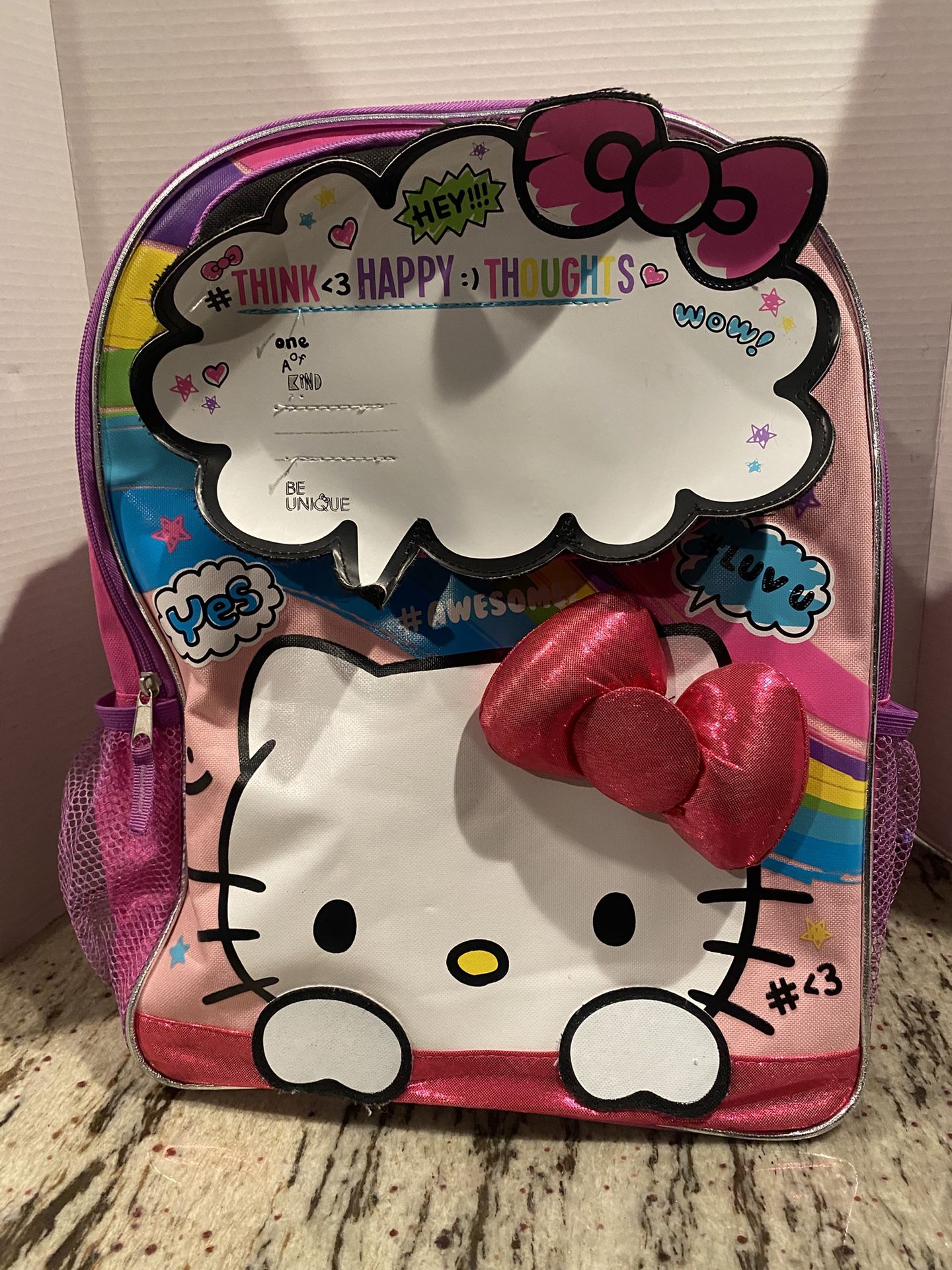 Hello Kitty Book Bag w Accent Bow & Thought Board