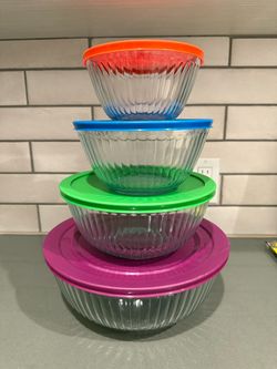 Pyrex 8-Piece Sculpted Glass Mixing Bowl Set