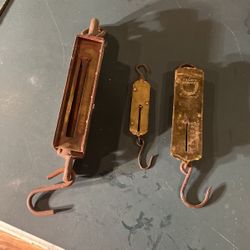 3 antique, assorted spring balanced scales