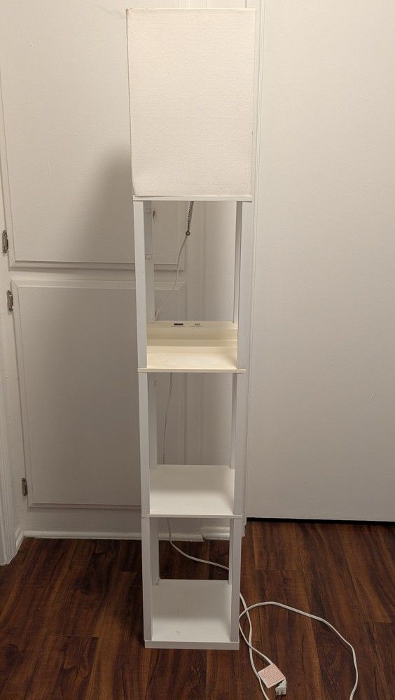 White Floor Lamp with Power Strip And USB Ports