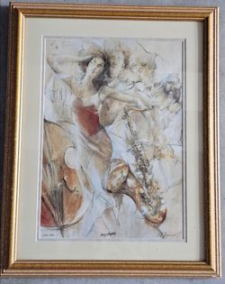 $290./ Retail $1000+ JAZZ NIGHTS  Framed Art Gary Benfield