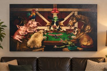 Kirkland’s Large Poker Animals Canvas Wall Art – 30” x 54”