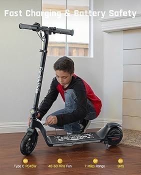 O812 $160 T10 Apex Electric Scooter for Kids 8 14 Adjustable Handlebar Height for Riders 4.3 5.6 ft 132 lbs Up to 40 mins Continuous Time 3 Speed