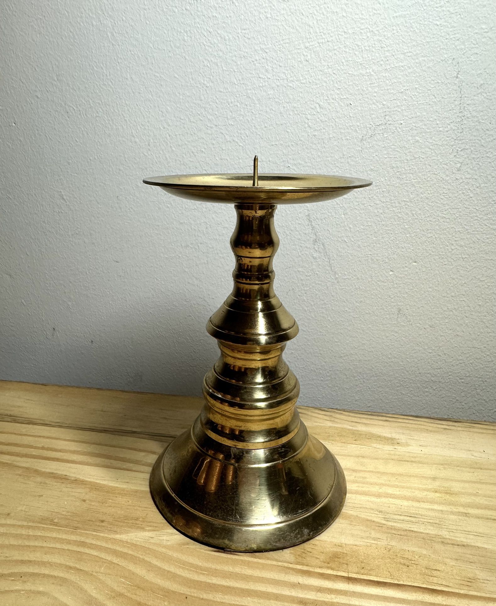 Vintage Brass Pilar Candle Holder, Made in India