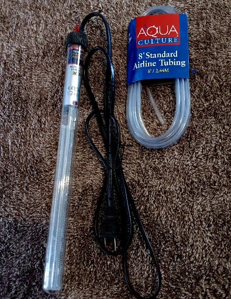 new aquarium stuff, heater, filter media, tubing