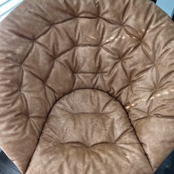 Pottery Barn Teen Faux Leather Caramel Hang-Around Chair Like NEW