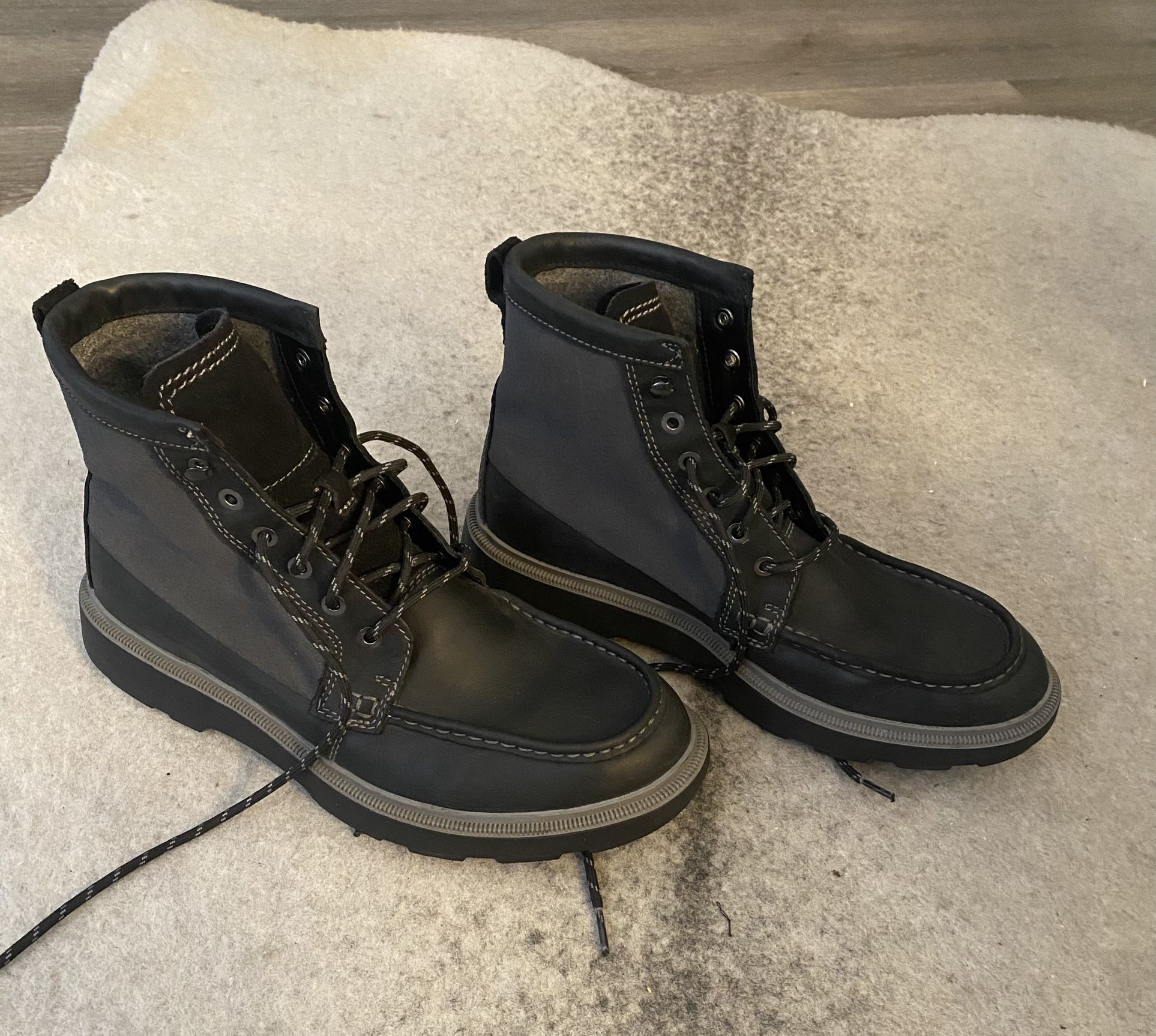 Clarks Dempsey Peak Winter Boots Lace Up Black/Grey Men Size 10