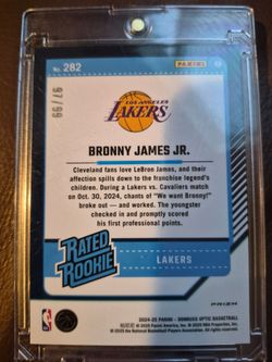 RARE RARE Bronny James Jr. 2024-25 Donruss Optic Prizm Rated Rookie #282 /99