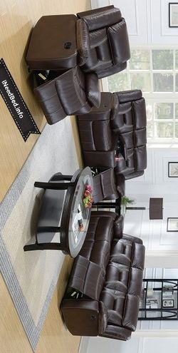 Grey or Brown Leather Recliner sets... sofa 999.99... Love seat $799.99... single recliner $399.99... complete set free delivery and set up $1899.99