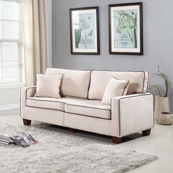 Divano Roma Modern Two Tone Velvet Fabric Living Room Love Seat Sofa