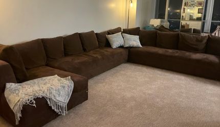 Large Brown microfiber U-shape sectional