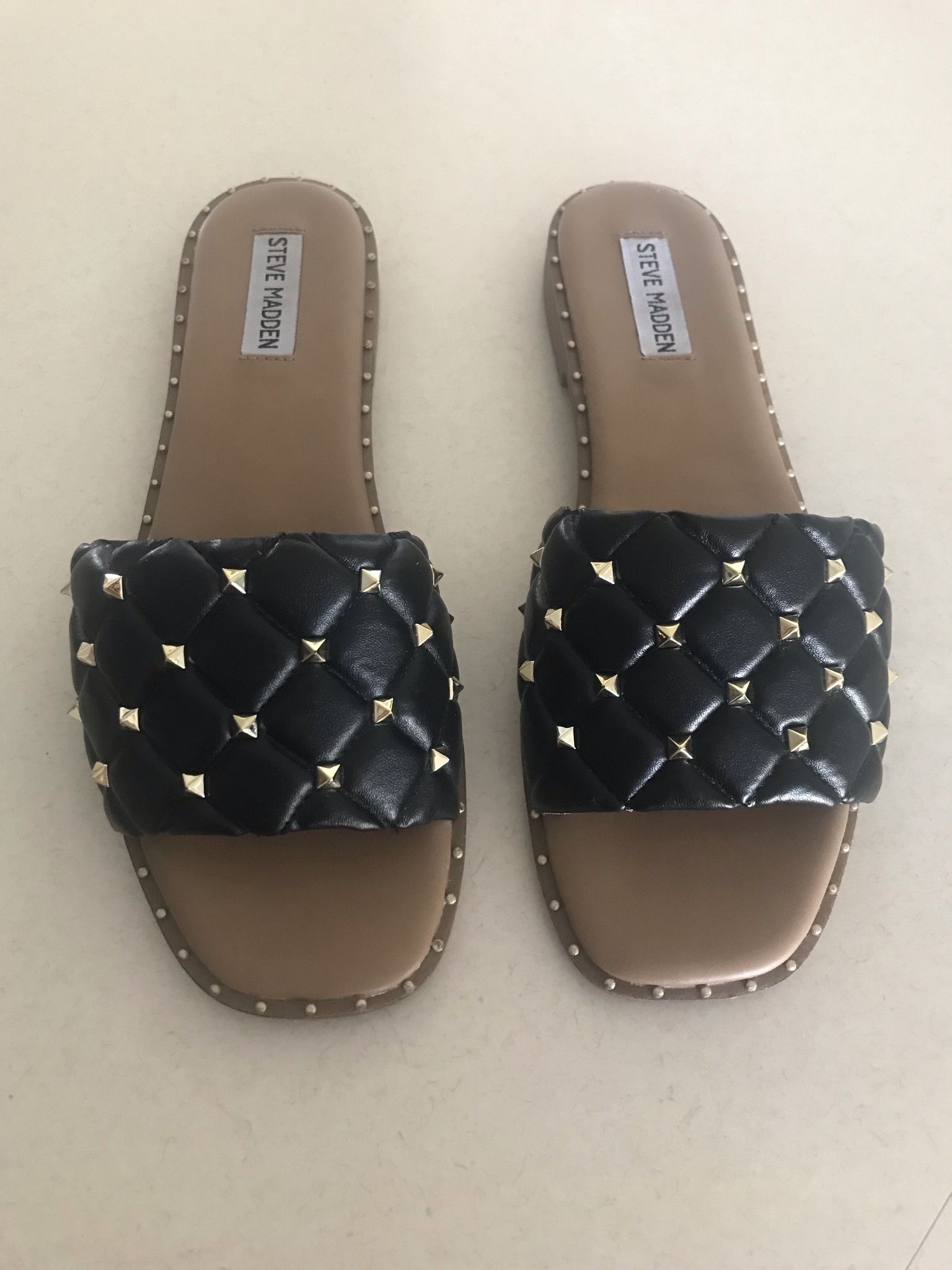 Steve Madden Black Slide Sandals-Very Good Condition
