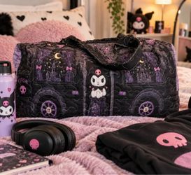 Kuromi Quilted Travel Duffle Bag – Large Overnight/Weekender Bag