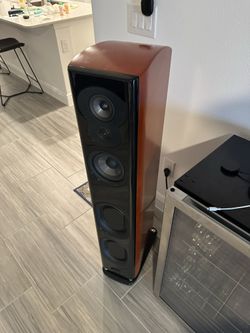 Polk Audio-LSiM 705 Tower Floor Speakers Pair Mt Vernon Cherry