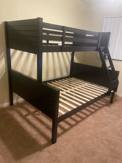 Twin/full bunk bed. Available in espresso & white. Assembly required. Assembly not included. Tax included. Free local delivery. $350 bunk bed only. $5