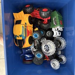 Remote control toy cars and some hot wheels