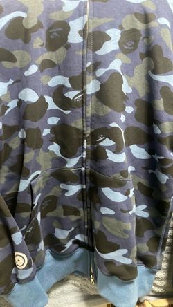BAPE Blue Camo Full-Zip Hoodie, Size L