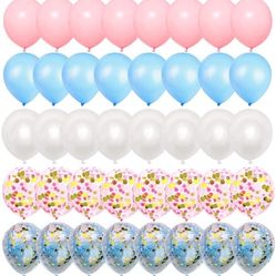 Gender Reveal Party Balloons-50 pcs 12 inch Blue and Pink Confetti Latex Balloons For Birthday Baby Shower Gender Reveal Party Supplies and Decoratio