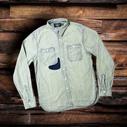 DOUBLE RL RALPH LAUREN RRL DENIM PATCHWORK SHIRT-SIZE SMALL