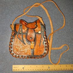 Vintage Leather Mini Saddle Purse 5x5
