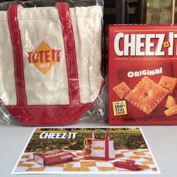 (NEW) (RARE) CHEEZ-IT MINI TOTE LIMITED-EDITION AND RARE MINI BOX OF CHEEZ-IT CRACKERS SET