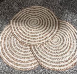 Set of three circular BoHo placemats 