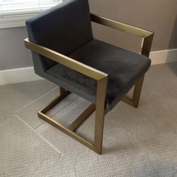 Art Deco Metal And Velvet Chair