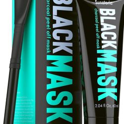 New Blackhead Remover Mask - Activated Charcoal Peel Off Mask - for All Skin Types - Deep Cleansing Mask by Sunatoria - Black Face Mask with Brush 