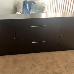 Black Brown 2 Drawer Filing Cabinet