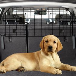 NOAMOO 38-66.5 Inches Dog Car Barrier For SUVs, Van, Vehicles, Adjustable Large Pet Barriers, Universal Fit Heavy-Duty Wire Mesh Dog Guard, Pet Divide