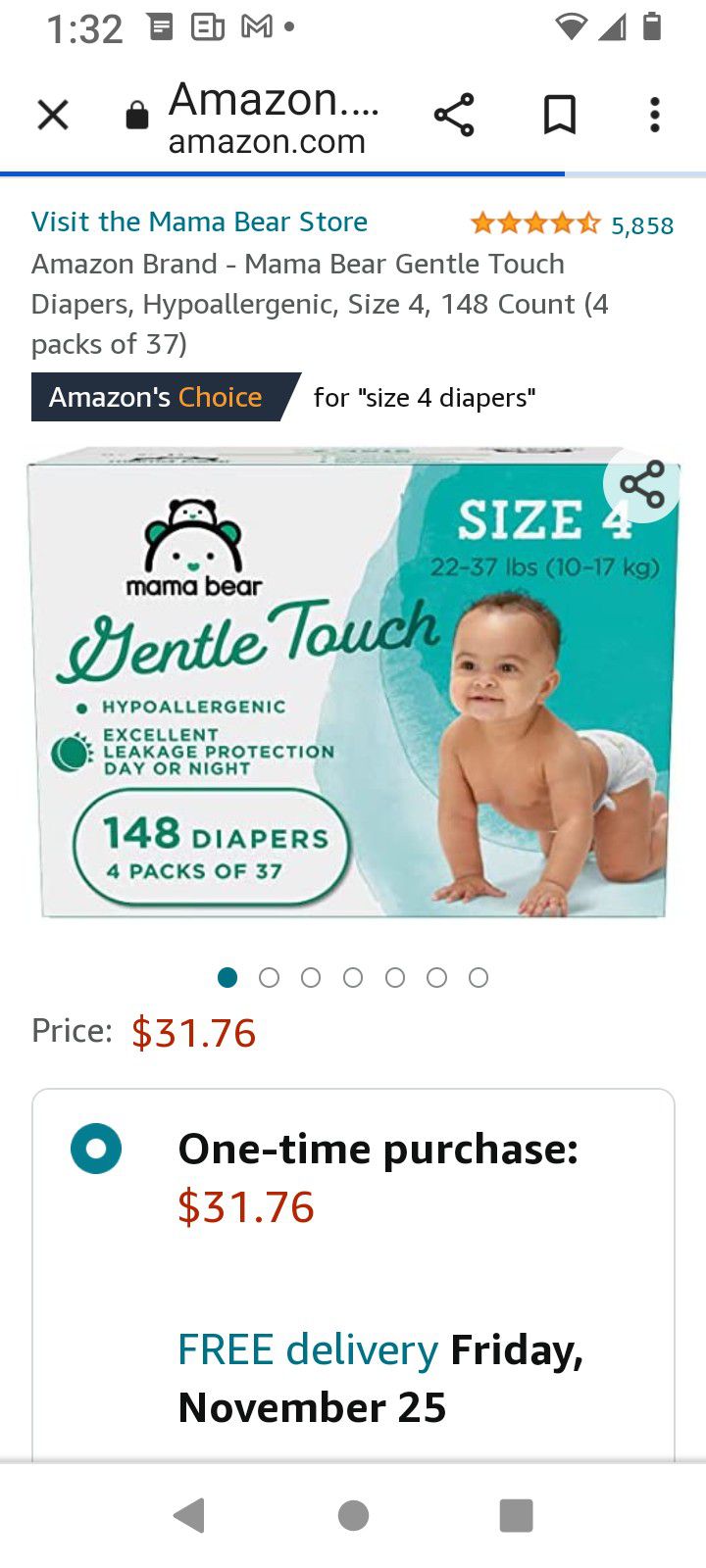 Gentle Touch Pampers, Size 4