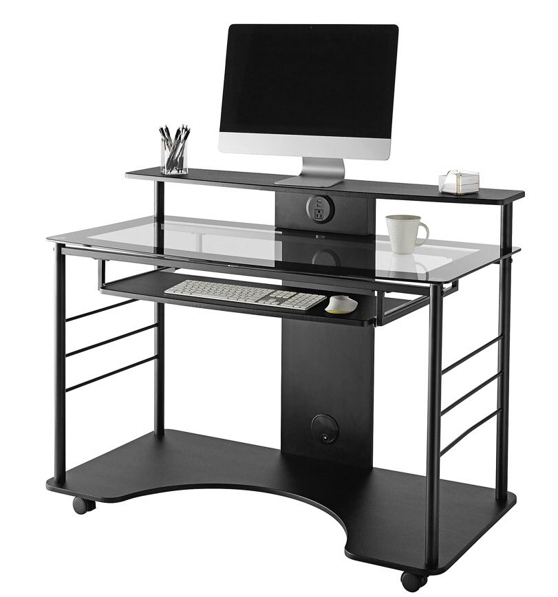 Realspace® 47"W Mobile Tech Desk, Black