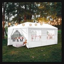 10'x20' Outdoor Canopy Party Wedding Tent White Gazebo Pavilion with 6 Side Walls