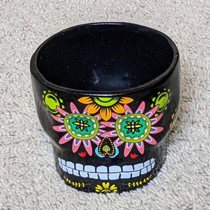 Trader Joe's Day of the Dead empty decorative skull Grande succulent ceramic pot