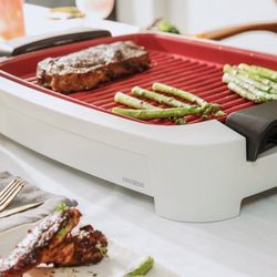CRUXGG 2 - in - 1 Smokeless Indoor Ceramic Nonstick Grill & Griddle- Snow 