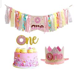 Donut theme 1st Birthday banner